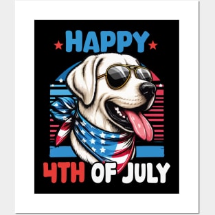 Happy 4th of July Patriotic American Labrador Retriever Funny Posters and Art